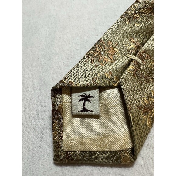 TOMMY BAHAMA Tie Men's 100% Silk Floral Beige Palm Tree Beach Vacation Hand Made - Picture 7 of 7